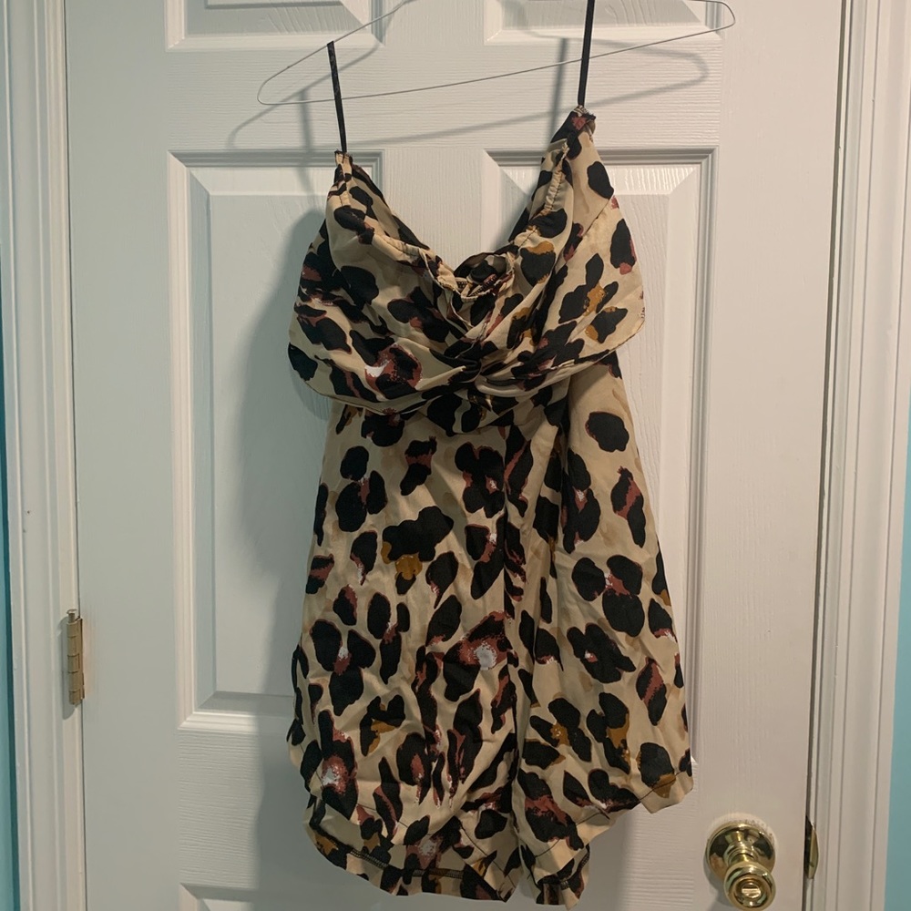 leopard print strapless romper